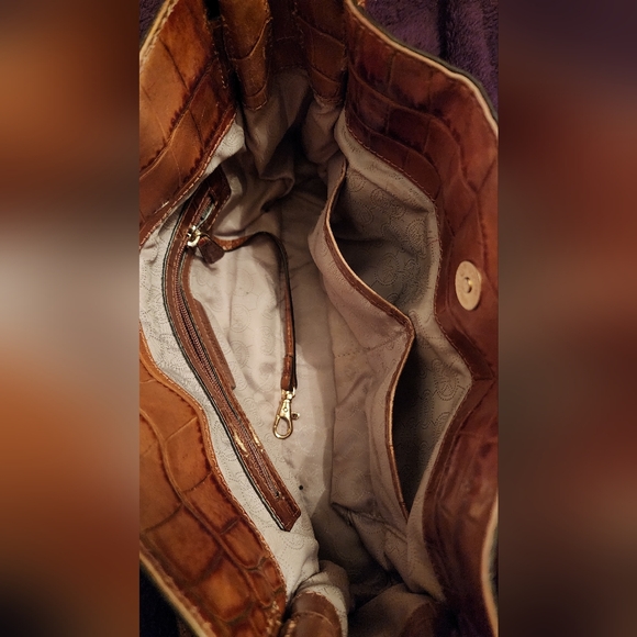 🌟LIMITED EDITION🌟 Michael Kors Hamilton Croc Crocodile Leather Brown Satchel - Picture 13 of 16